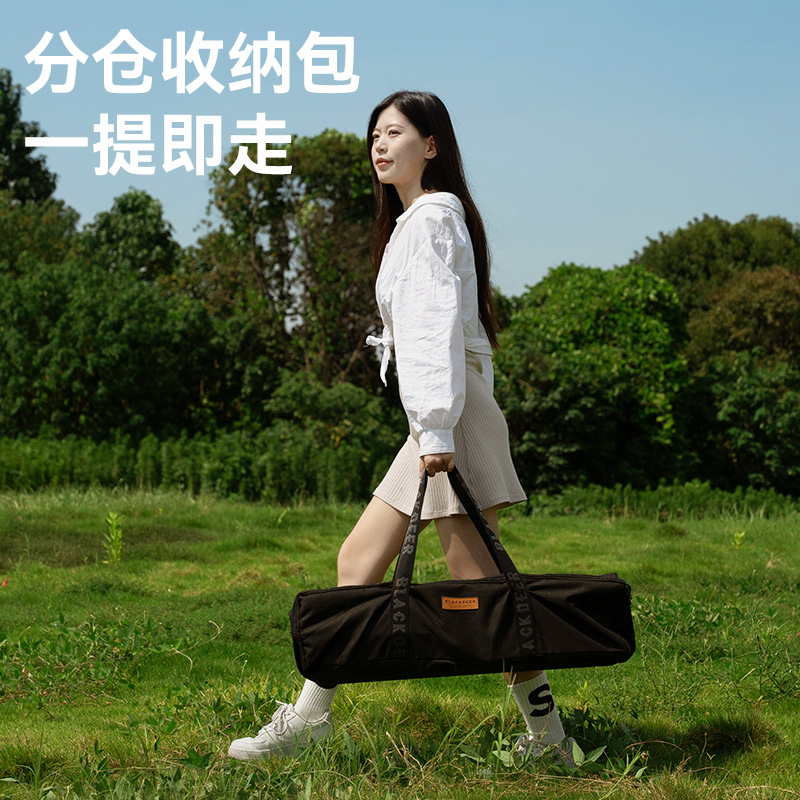 黑鹿木纹铝合金蛋卷桌露营野餐桌便携轻量化户外折叠桌椅装备全套 - 图3