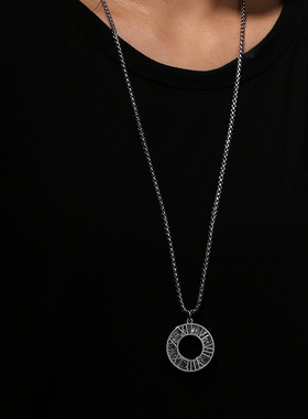 罗马数字钛钢项链男女潮百搭配饰