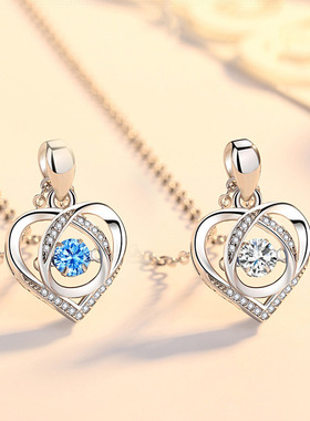 灵动心形项链水滴吊坠 s925镀银跳动爱心配饰情人节项链饰品批发