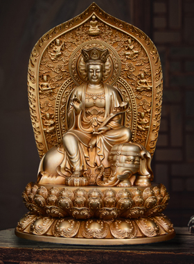 纯铜华严三圣家用摆件