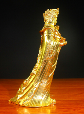 纯铜贴金妈祖神像摆件家用供奉天上圣母海神湄洲妈祖娘娘像保平安