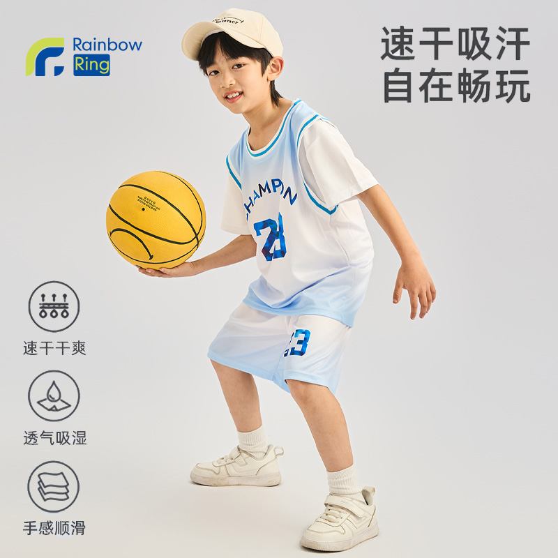 儿童速干运动套装篮球服男童夏装2024夏季新款运动套装宝宝薄款