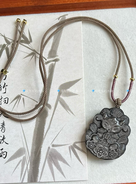 天然黑曜石九尾狐吊坠银曜石水晶狐狸项链狐牌锁骨链许愿狐将军狐