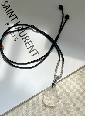 九尾狐吊坠天然冰透白水晶狐狸项链女挂件毛衣链颈绳锁骨链可调节