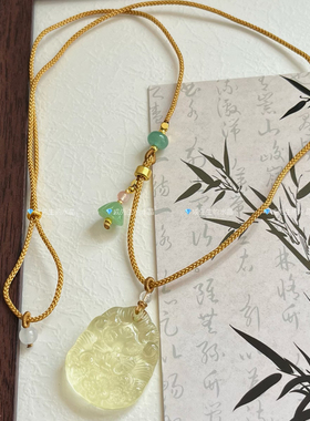 天然黄水晶狐狸吊坠九尾狐将军狐水晶项链狐牌锁骨链桃花女高级