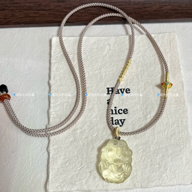 天然黄水晶狐狸吊坠公主狐九尾狐水晶项链狐牌锁骨链挂坠桃花礼物