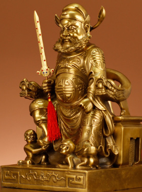 全铜钟馗摆件纯铜魁星点斗钟馗天师铜像家居装饰天师伏魔天官赐福