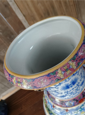 景德镇陶瓷器花瓶仿古中式珐琅彩瓷家居客厅插花工艺品摆件
