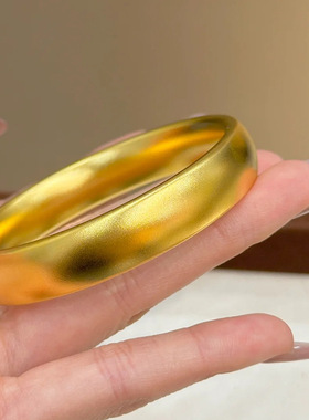 古法沙金手镯轮胎手镯女宽面12mm贵妃镯子古传承手环生日礼物实心