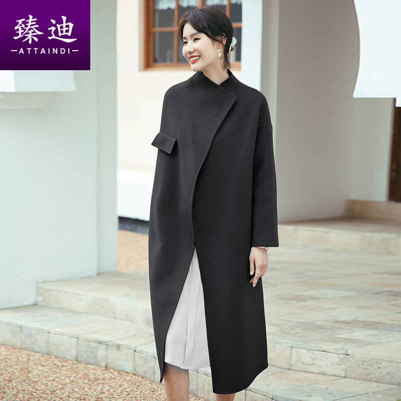 加厚纯羊毛呢双面2021秋新款呢大衣 attaindi臻迪毛呢外套