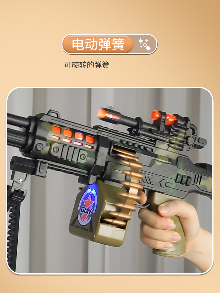 儿童音乐电动冲锋仿真突击步手抢2岁3宝宝玩具枪男孩小孩声光玩具 - 图0