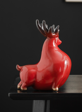 一鹿发财招财鹿摆件新中式轻奢