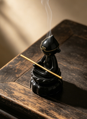 黑釉描金齐天大圣禅意香插