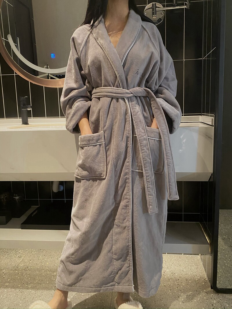轻奢安缦五星酒店同款浴袍高档纯棉毛巾面料吸水男女同款秋冬浴衣