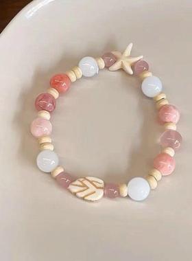 热销款~彩色系六条装陶瓷串珠手链女少女风百搭手串气质甜美手饰