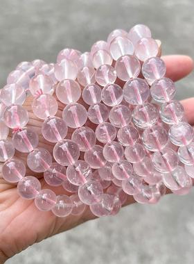 晶德珠宝 6A天然莫桑星光粉晶手串晶体通透水晶串珠手链饰品