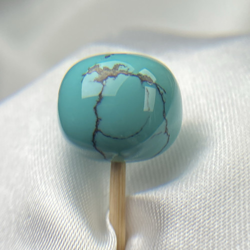 绿松石散珠湖北天然原矿瓷釉级绿松石老型墩子13.5mm重3.4g - 图3