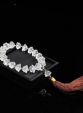 天然白水晶莲花手持十八子佛珠手串念珠把玩车挂件送朋友