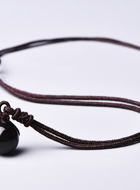 天然黑曜石眼珠子长款挂饰吊坠