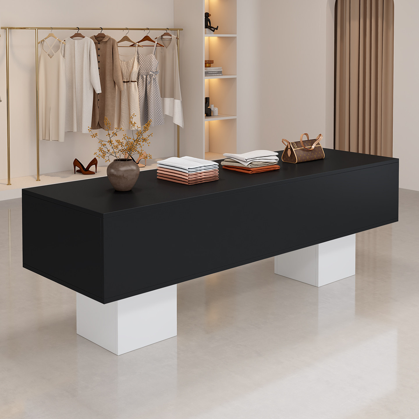 中岛风服装店中岛桌女装店铺中间流水台简约现代展示桌鞋包陈列柜,淘宝优惠券,粉丝福利购,淘宝优惠卷