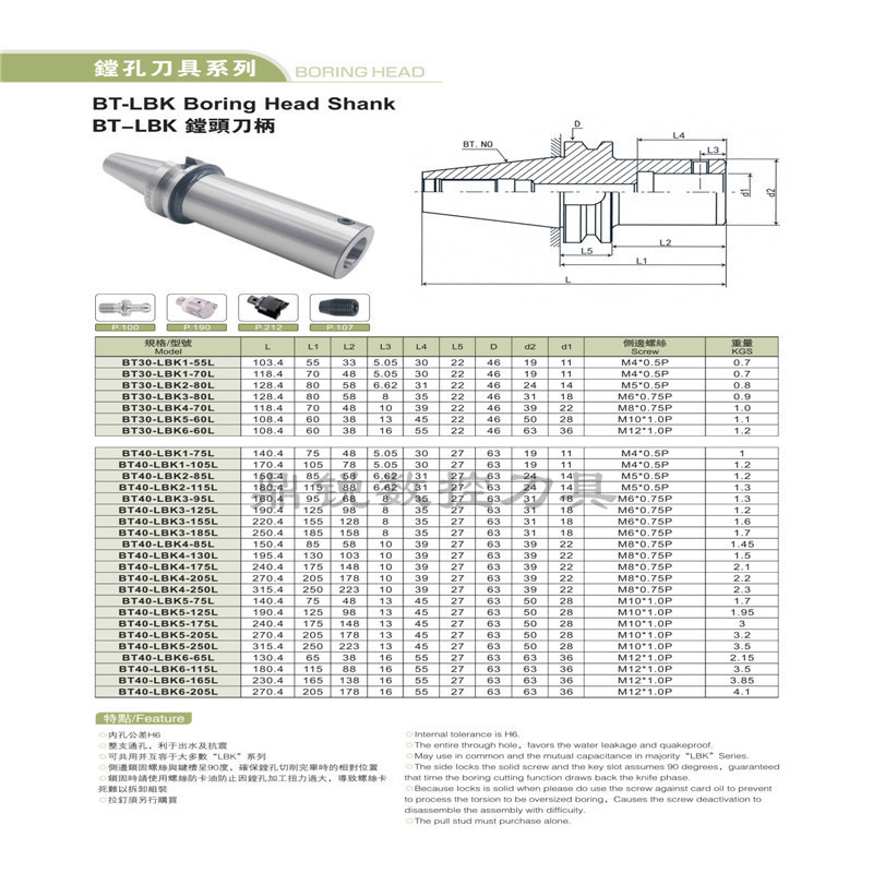 BT40-LBK1/LBK2/LBK3/LBK4/LBK5/LBK6粗镗头刀柄镗刀刀柄精镗粗镗 - 图2