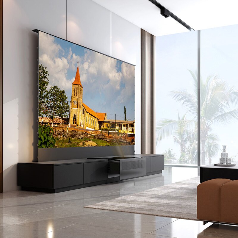 Fully automatic laser TV cabinet floor-rise screen cloth integrated cabinet smart retractable invisible home theater 88/100 inches