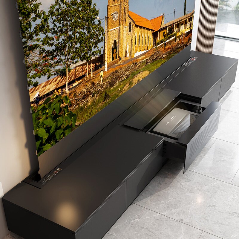 Fully automatic laser TV cabinet floor-rise screen cloth integrated cabinet smart retractable invisible home theater 88/100 inches