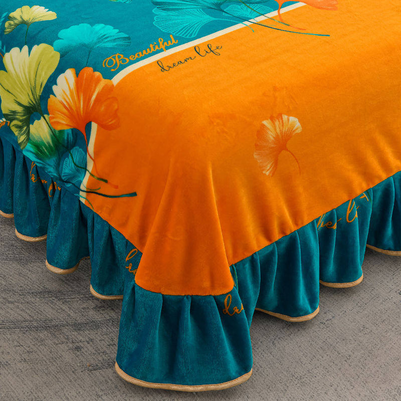 冬季床裙款牛奶绒床单单件加绒加厚保暖床套双人花边床罩不掉毛,淘宝优惠券,粉丝福利购,淘宝优惠卷