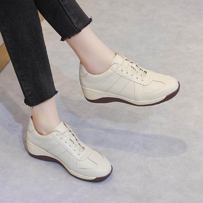 真皮厚底德训鞋2025春秋新款舒适防滑软底女鞋休闲牛皮坡跟单鞋女,淘宝优惠券,粉丝福利购,淘宝优惠卷