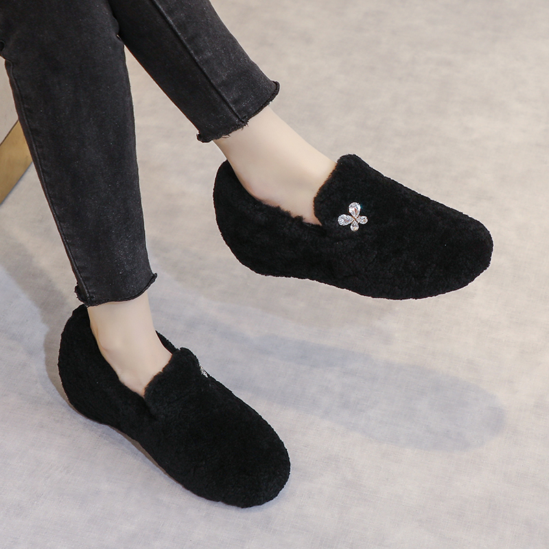 内增高毛毛鞋女冬外穿2025年新款一脚蹬软底舒适保暖豆豆鞋加绒 - 图2