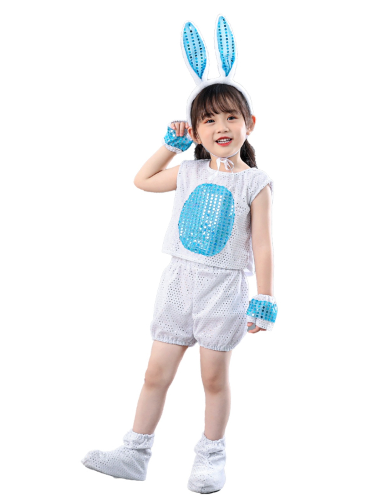 新款六一兔子演出服儿童动物服幼儿园舞台舞蹈服纱裙兔子表演服装
