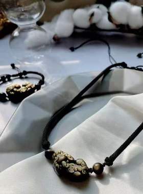 天然金曜石貔貅招财转运项链