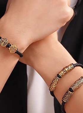 晶渊沙金国潮将军转运手链