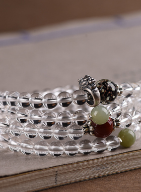 天然白水晶108颗原创手链