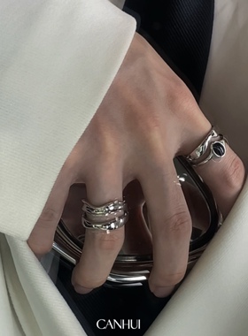 男女暗黑风戒指小众设计开口调节