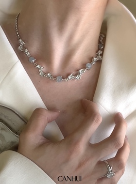 男女猫眼石白月光项链可调节长度