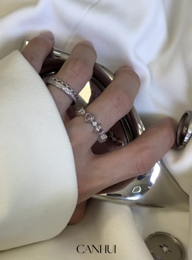 女甜酷风少女心戒指开口可调节