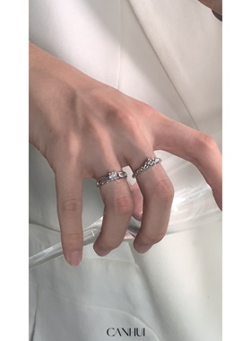 白月光锆石戒指男女开口可调节