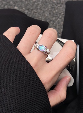 梦幻月光戒指男女小众设计