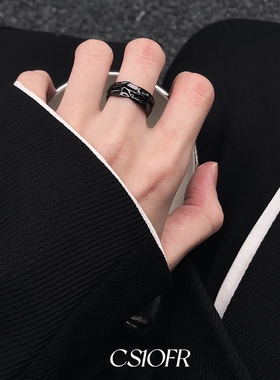 不规则暗黑风男女戒指小众设计