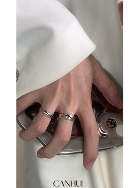 男女暗黑风戒指小众可调节大小