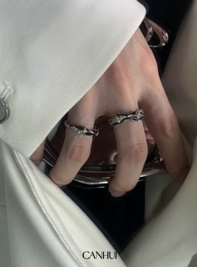 男女暗黑风小众设计戒指开口调节