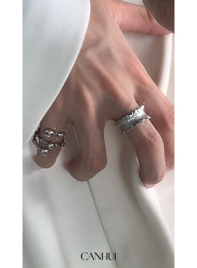 月光磨砂男女戒指小众设计ins