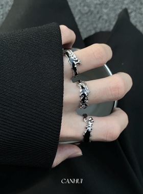 男女暗黑风小众设计戒指开口可调