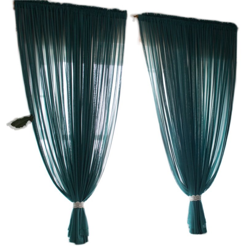 【绿藻】 点睛高档墨绿色轻奢ins风加厚雪纺半遮光不透人客厅窗纱,淘宝优惠券,粉丝福利购,淘宝优惠卷