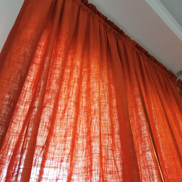 【火晶】点睛专业定制做 美式乡村复古 橘黄色纯色棉麻亚麻窗帘纱,淘宝优惠券,粉丝福利购,淘宝优惠卷