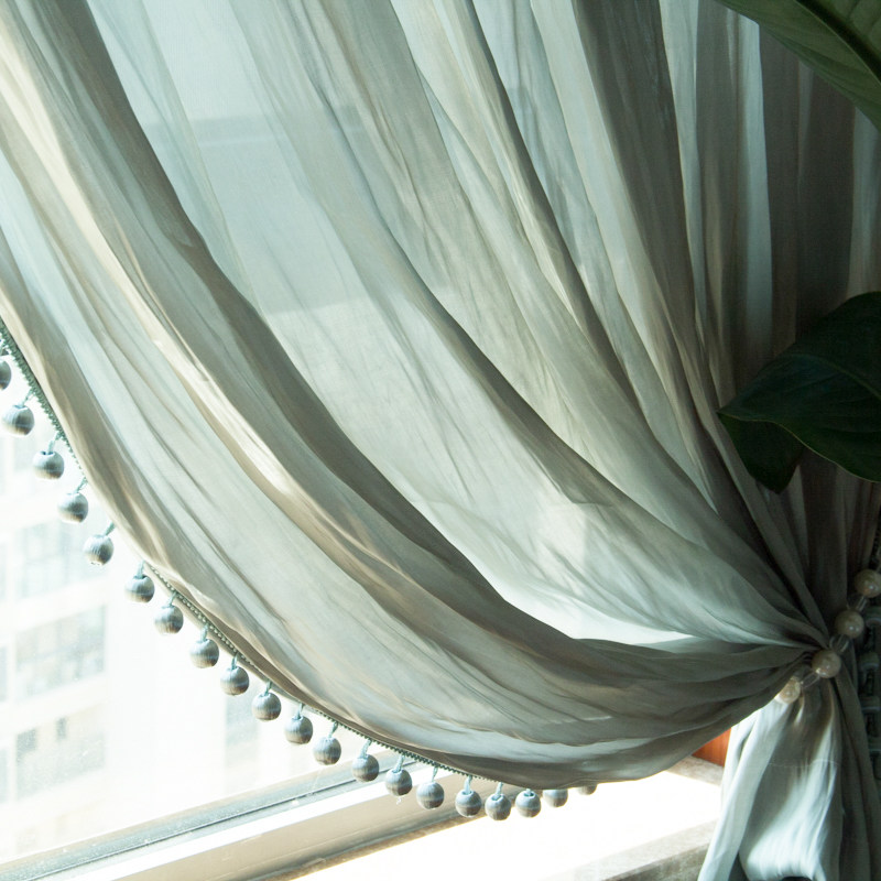 【清风湖面】点睛中式欧式复古仿真丝滑缎面垂坠日系现代清新窗纱,淘宝优惠券,粉丝福利购,淘宝优惠卷