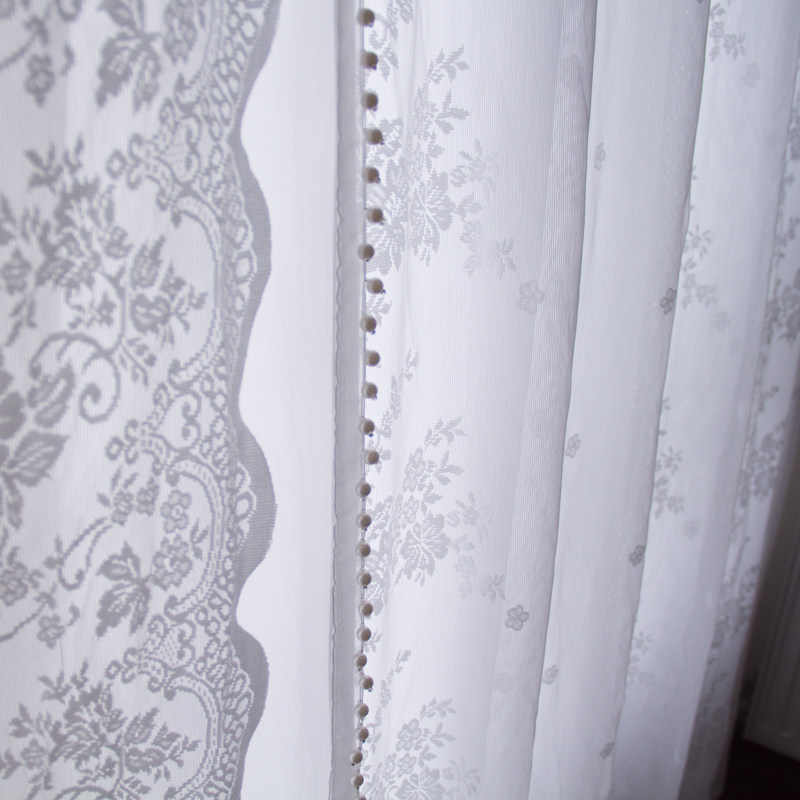 【蕾丝】法式浪漫中式现代轻奢高档蕾丝波浪边窗纱透光白纱帘客厅,淘宝优惠券,粉丝福利购,淘宝优惠卷