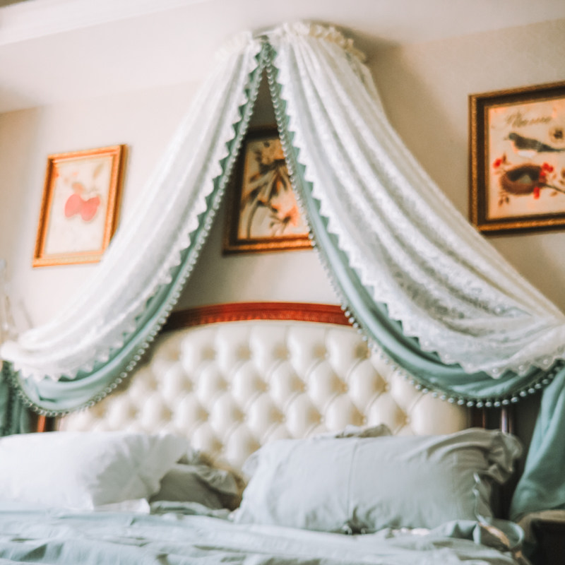 【珍珠薄荷床幔】点睛 欧式美式公主轻奢清新棉麻亚麻床头装饰纱,淘宝优惠券,粉丝福利购,淘宝优惠卷