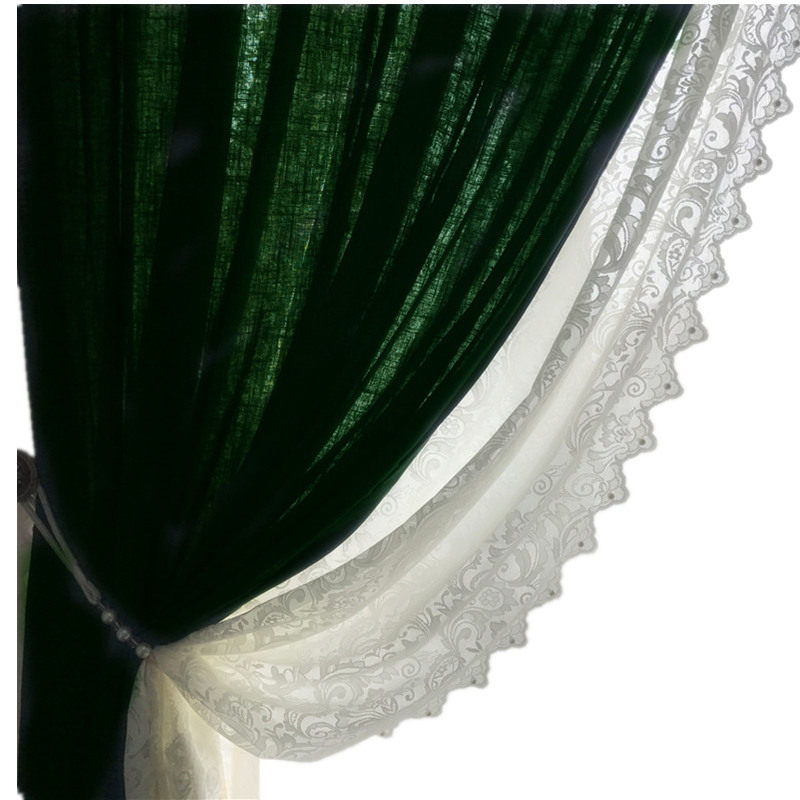 【墨绿】点睛专业定制做 美式乡村复古 纯色拼接棉麻亚麻环保窗帘,淘宝优惠券,粉丝福利购,淘宝优惠卷